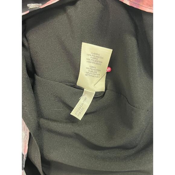 Eliza J Dress Womens 6 Black Pink Floral Maxi Wrap Chiffon Metallic Wimsigoth - Picture 11 of 16